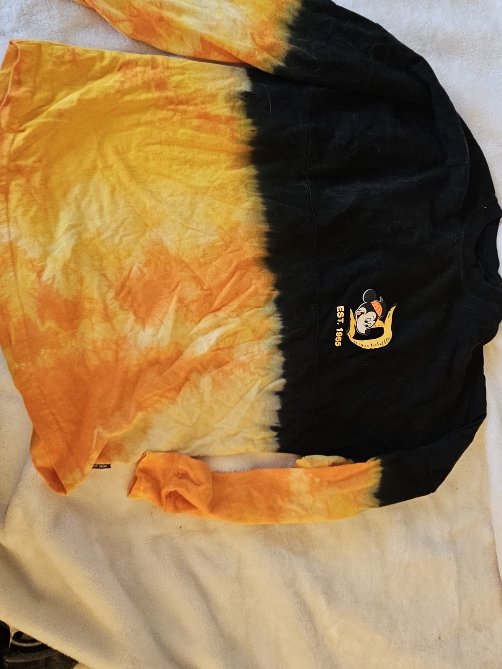 Disney Hallpween Tie-Dye Jersey Sweatshirt- Black & Orange